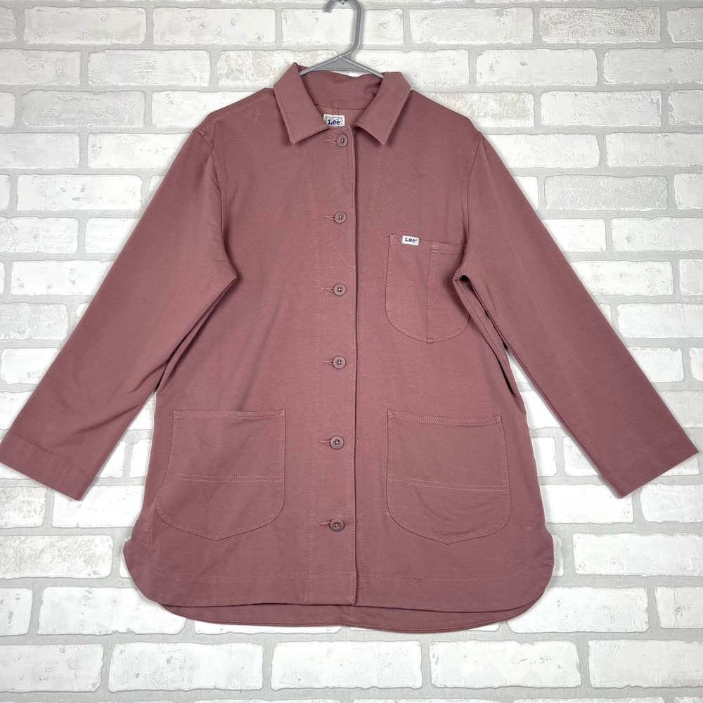 Lee Womens Mauve Pink Button Front Chore Jacket Utility Shacket Size M
